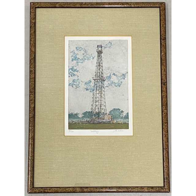 John Collette "Drilling" Original Drypoint Etching W/ Aquatint C.1980 For Sale - Image 13 of 13