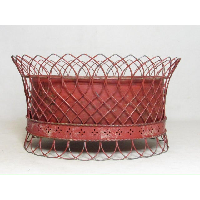 French Wirework Tole Painted Planter For Sale - Image 16 of 16