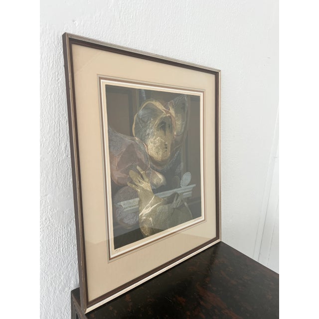 1990s Sunol Alvar “Jeune Fille Et Colombo” Signed Limited Edition Lithograph - Framed For Sale - Image 4 of 7