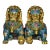 Pair of Vintage Cloisonné Gilt Bronze Guardian Lion Statues With Turquoise Enamel For Sale