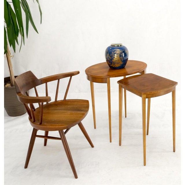 Mid 20th Century Set of Burl Wood Oval Nesting Tables by Baker For Sale - Image 11 of 15