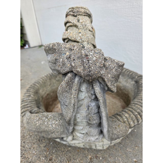 Vintage Cement Garden Planter Basket For Sale In Indianapolis - Image 6 of 13