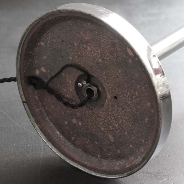 Art Deco French Metal and Opaline Glass Table Lamp from Mazda, 1930s For Sale - Image 4 of 11