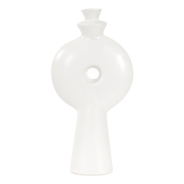 Matte White Towel Vase - Small For Sale