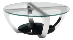Modern Greg Sheres Style Stainless Steel and Glass Cocktail Table