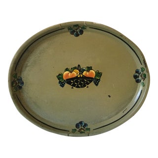 1940’s Vintage Oval Tole Tray With Hanger Hardwire For Sale