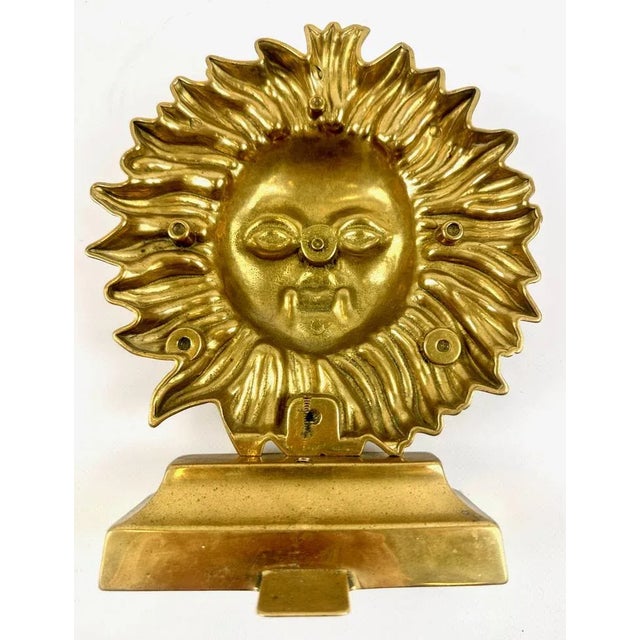Vintage Brass Sun Face Door Stopper, 1970s For Sale - Image 10 of 12