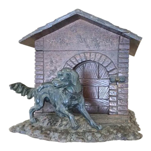 Antique Black Forest Dog & Doghouse Cigar Box For Sale