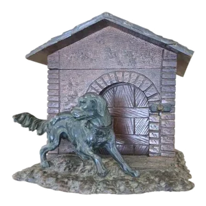 Antique Black Forest Dog & Doghouse Cigar Box