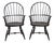 Pair of Warren Chair Works Sack Back Windsor Arm Chairs Bench Made Black Finish For Sale