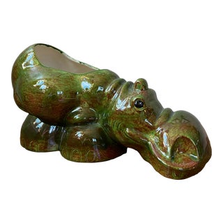 1977 Ceramic Hippo Planter For Sale