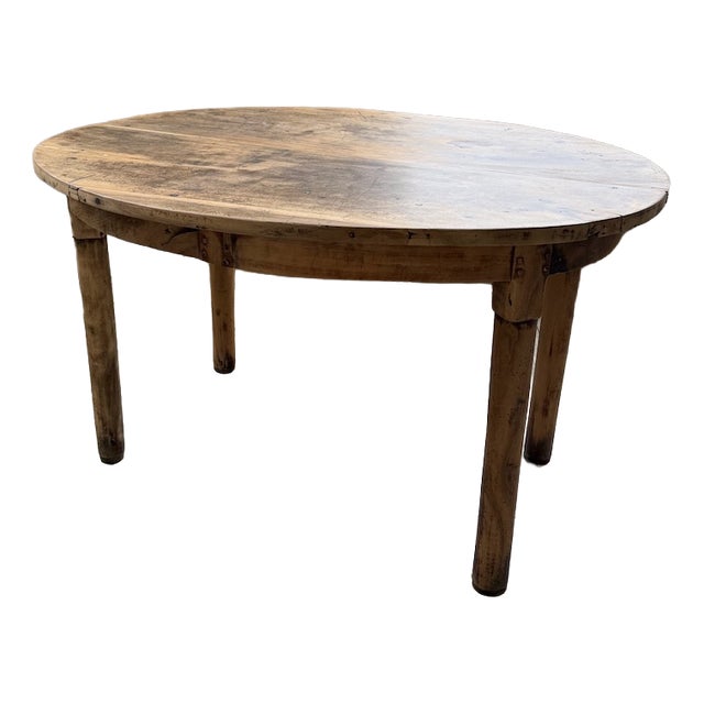 Oval Walnut Farmhouse Table, 1950s For Sale
