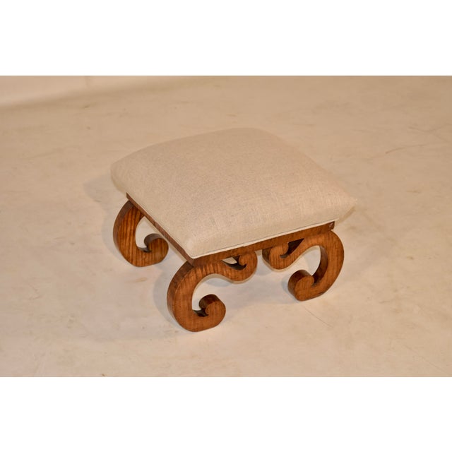 19th Century 19th Century American Tiger Maple Upholstered Stool For Sale - Image 5 of 7