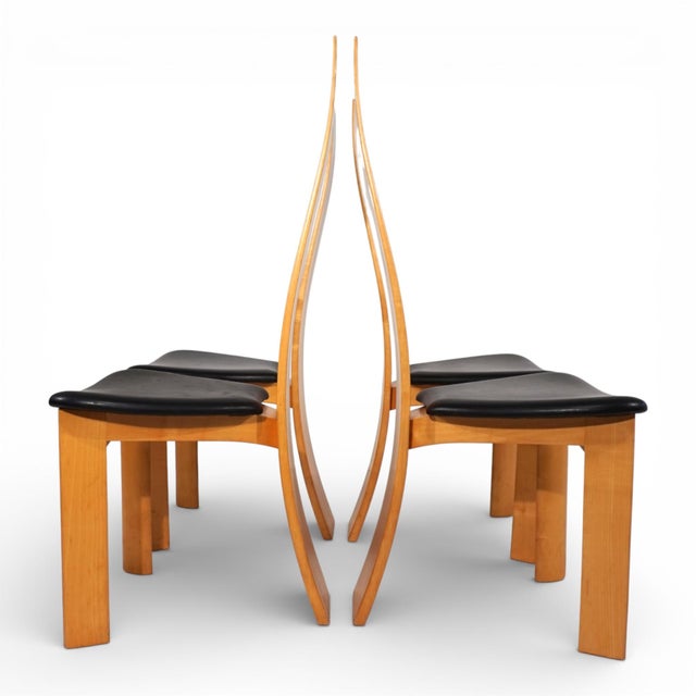Wood Vontage Iris Dining Chairs by Bob Van Den Berghe, 1980, Set of 4 For Sale - Image 7 of 18