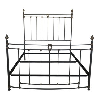 French Victorian Style Queen Size Metal Bed For Sale