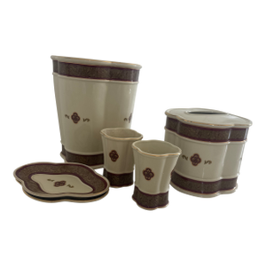 Bathroom Soap Dish, Water, Tumbler, Tissue Box and Waste Basket - 6 Piece Set
