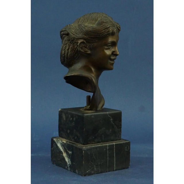 Metal 20th Century Bronze Bust Sculpture of Girl with a Laugh by Vincenzo Gemito, Italy For Sale - Image 7 of 18