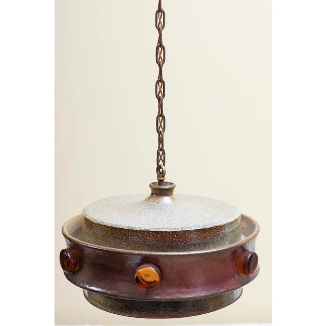 Mid-Century Modern Ceramic Axella Hanging Lamp attributed to Jette Helleroe, 1960s For Sale - Image 3 of 6