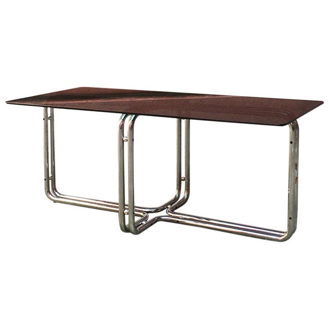Mid-Century Modern Italian Chrome Dining Table with Smoked Top, 1970s For Sale - Image 16 of 16