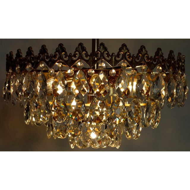 Vienna Brass-Lead Crystal Seven Light Chandelier from Bakalowits, 1960s For Sale - Image 11 of 12