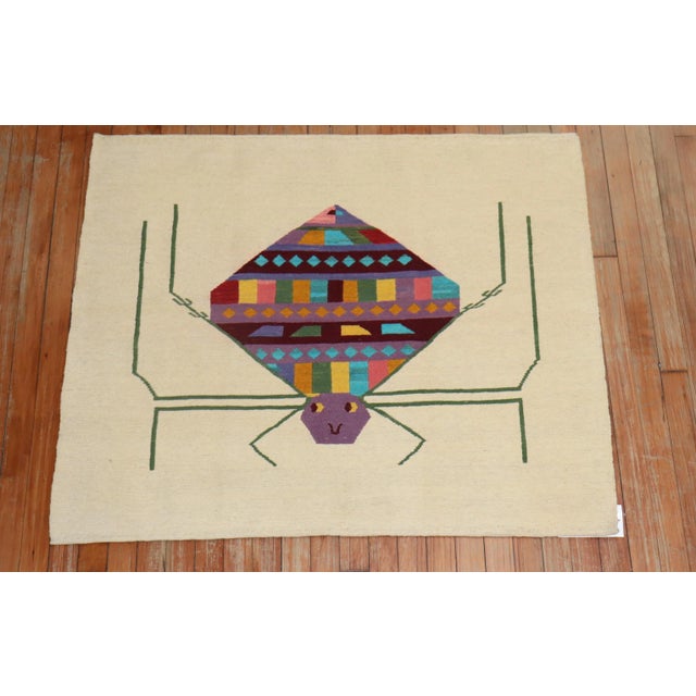 Pop Art Late 20th Century Spider Persian Kilim Textile Rug For Sale - Image 3 of 6