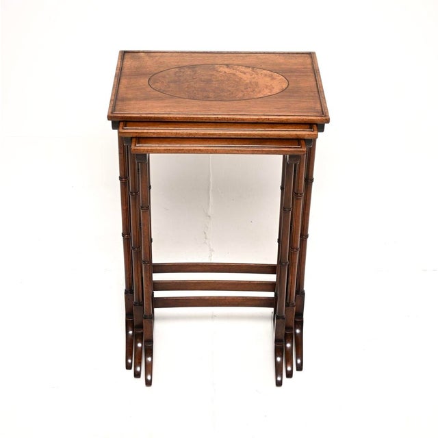 Antique Edwardian Walnut Nesting Tables, 1900, Set of 3 For Sale - Image 3 of 10