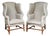 Pair of Restoration Hardware Upholstered Wingback Chairs For Sale