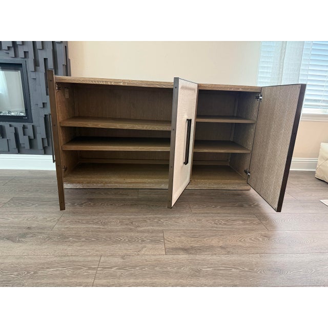 2020s Uttermost/Revelation White Linen 3-Door Cabinet For Sale - Image 5 of 12