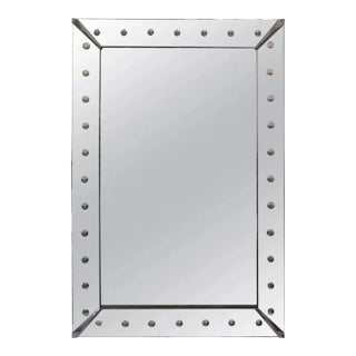 Large 1940s Art Deco Etched Bullseye Venetian Style Mirror For Sale