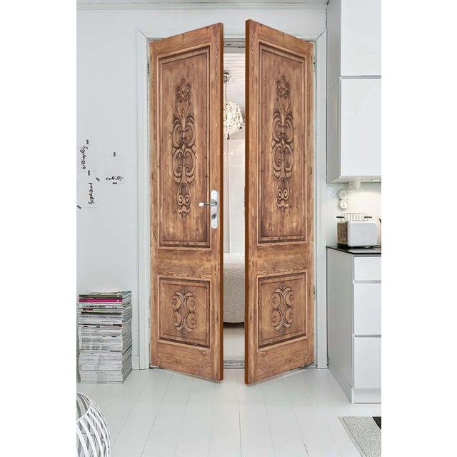 Wood Hand-Carved Solid Wood Interior Door – Old World Tuscan Style For Sale - Image 7 of 9
