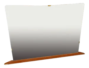 Large Unframed Mirror with Lower Wooden Bar & Brass Fan Mounts, 1950s