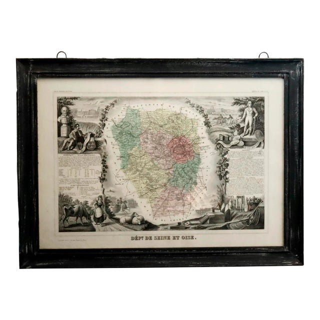 Framed Map of Paris Surroundings / Versailles For Sale