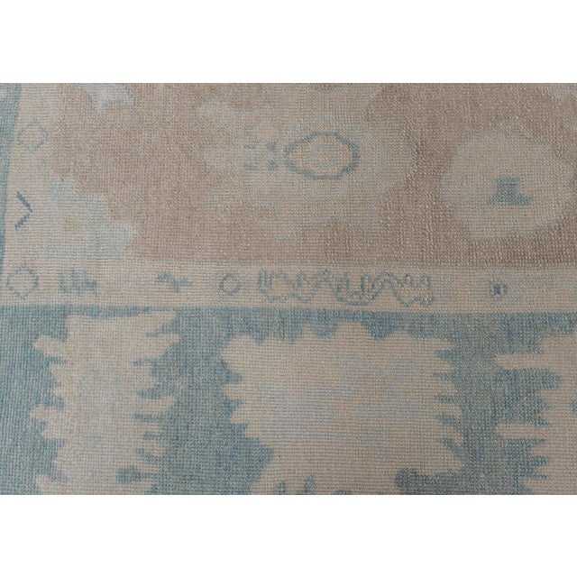 Taupe Turkish Oushak Rug Taupe, Blue & Ivory Handwoven Wool Rug 8' X 9'8" For Sale - Image 8 of 9