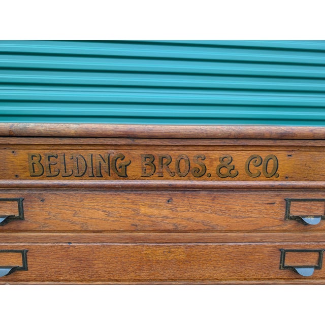 Wood Antique Belding Bros. & Co. Oak Silk Spool Mercantile Cabinet, Circa 1900 For Sale - Image 7 of 18