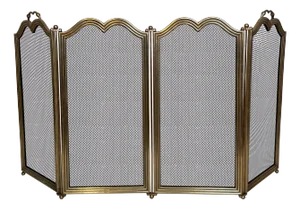 Neoclassical Style Brass Fireplace Screen and 4 Grate Panels