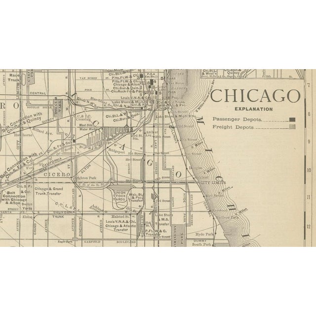 Antique Chicago Map, 1888 For Sale - Image 4 of 9