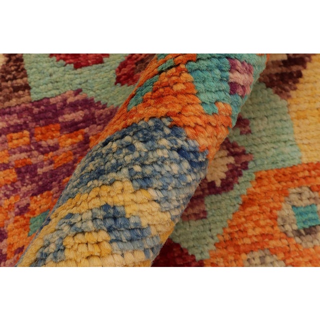 Textile Shabby Chic Balochi Pink/Blue Wool Rug - 6'7''x9'9'' For Sale - Image 7 of 10