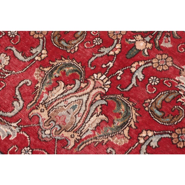 Retro Persian Tabriz Red/Beige Wool Rug - 8'1'' X 11'3'' For Sale - Image 4 of 10