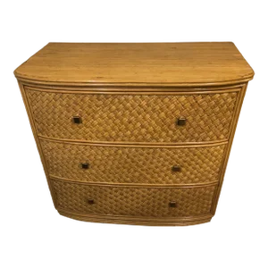 Woven Bamboo Rattan Chest of Drawers Commode