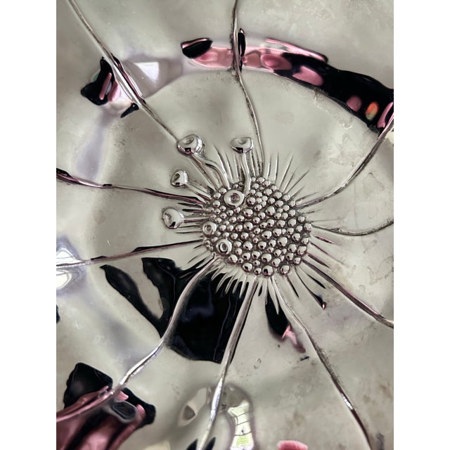 Hollywood Regency Vintage Silverplate Flower Catchall Dish For Sale - Image 3 of 11