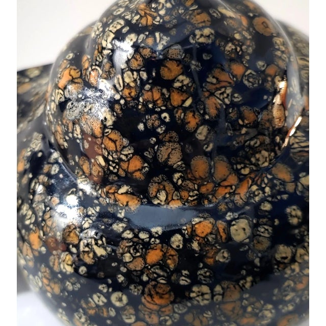 Vintage MCM Studio Art Ceramic Unique Black Speckled Shell Glaze Snail Figurine For Sale In Phoenix - Image 6 of 7