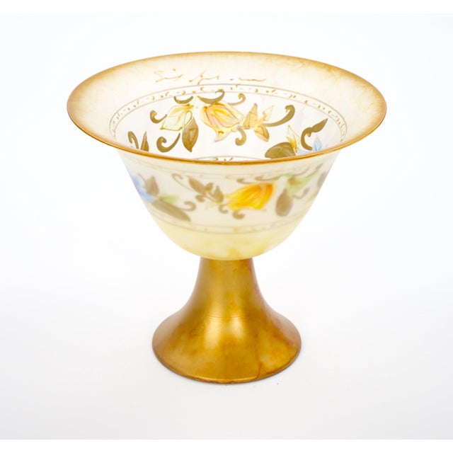 Pair of Mid-Century Modern Italian Venetian Art Glass Gilt & Painted Compotes For Sale - Image 12 of 12