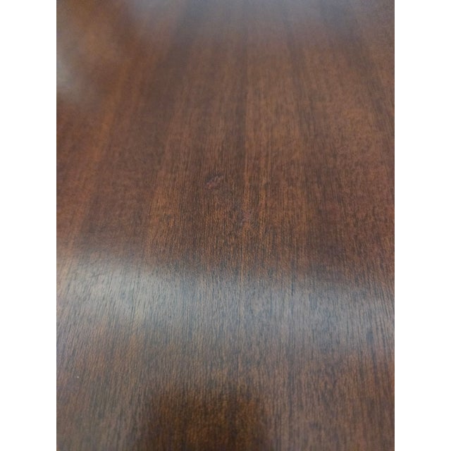 Wood Mid 20th Century Pie Crust Tilt Top Table With Turned Tripod Base Brass Claw Feet For Sale - Image 7 of 13