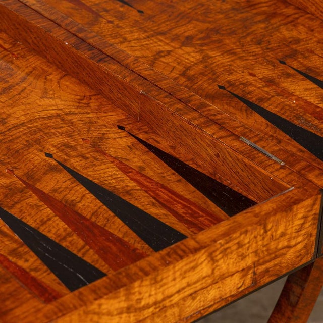 Vintage English Burr Walnut Folding Backgammon Table by Dunhill, 1960 For Sale - Image 13 of 18