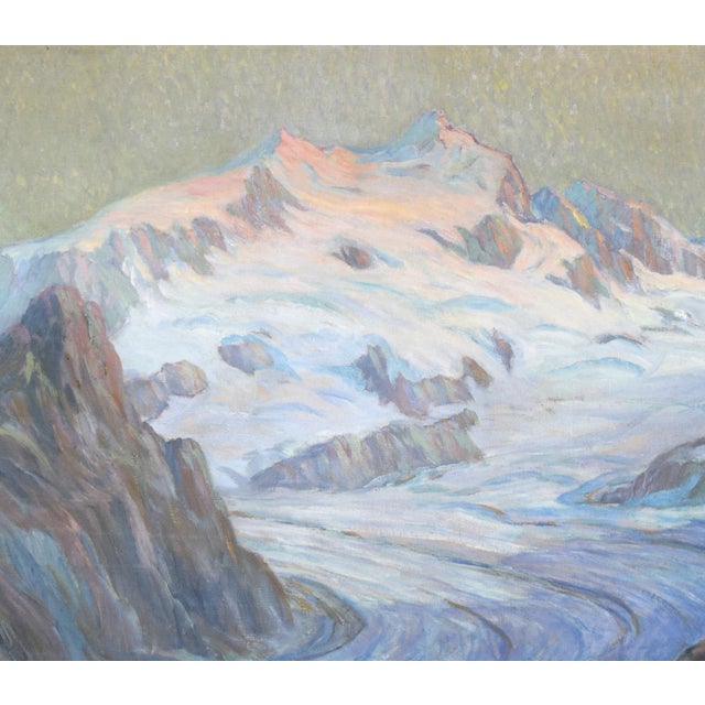 Antique Glacial Landscape Painting by Swiss-American Artist Jean Jacques Pfister For Sale - Image 4 of 7