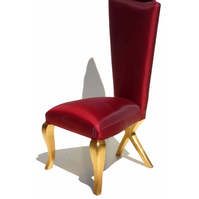 Set of Gold and Red Chairs For Sale - Image 9 of 12