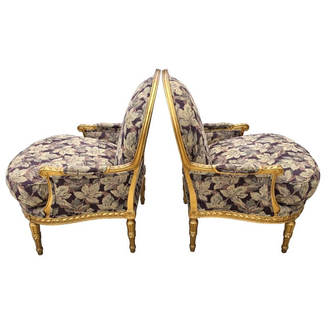 Dm D & D Building Nyc French Louis XVI Style Giltwood Oversized Bergère Armchairs For Sale - Image 11 of 15
