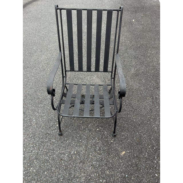 Beautiful Vintage Wrought Iron Patio Set Table & 4 Rockers ~~ For Sale - Image 4 of 5