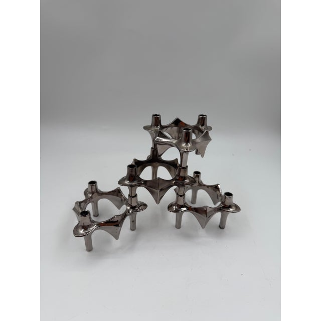 Mid-Century Modern Brutalist Chrome Taper Candleholders by Nagel Stoff for BMF, 1950s, Set of 4 For Sale - Image 18 of 18