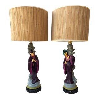 Pair of Asian Figural Table Lamps For Sale
